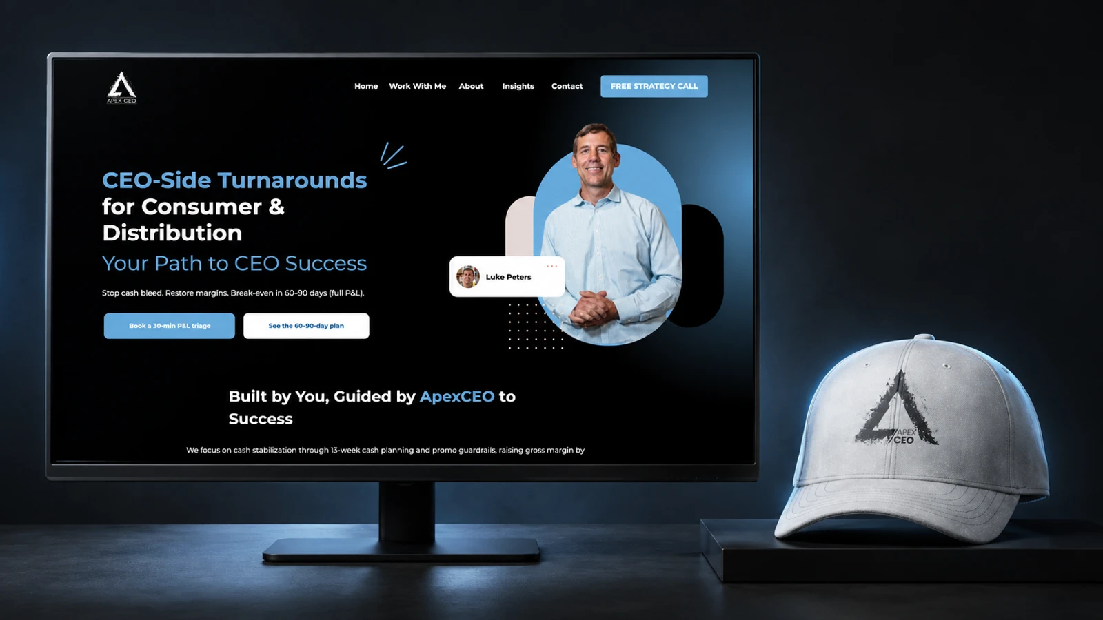 ApexCEO — AI-assisted showcase combining the website with original brand artwork.