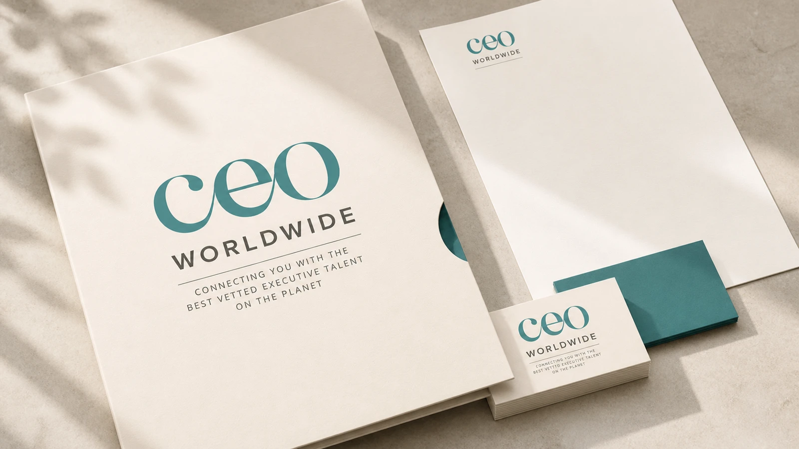 Corporate folder, letterhead and business card presentation mockup