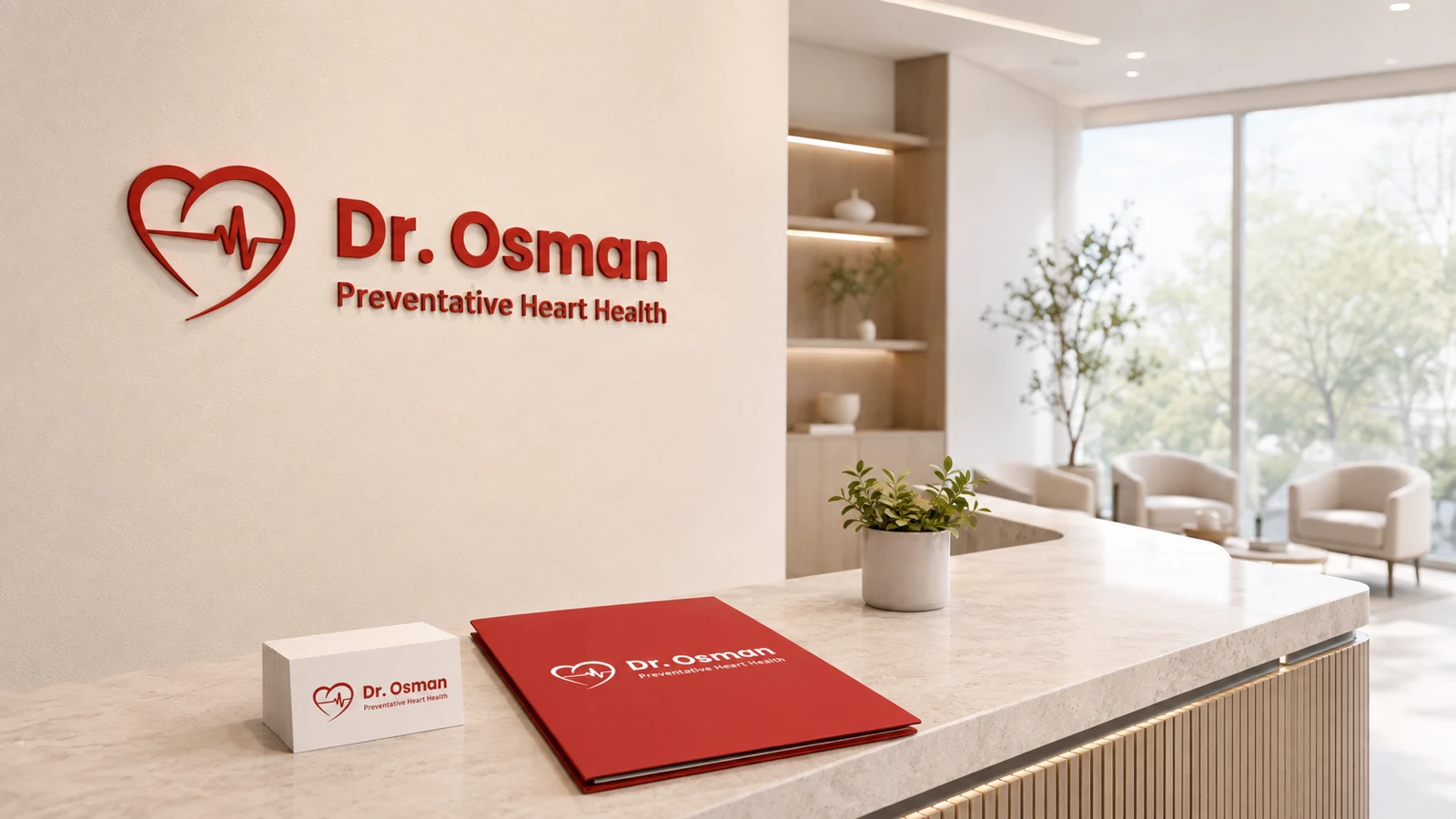 Clinic reception and stationery presentation mockup