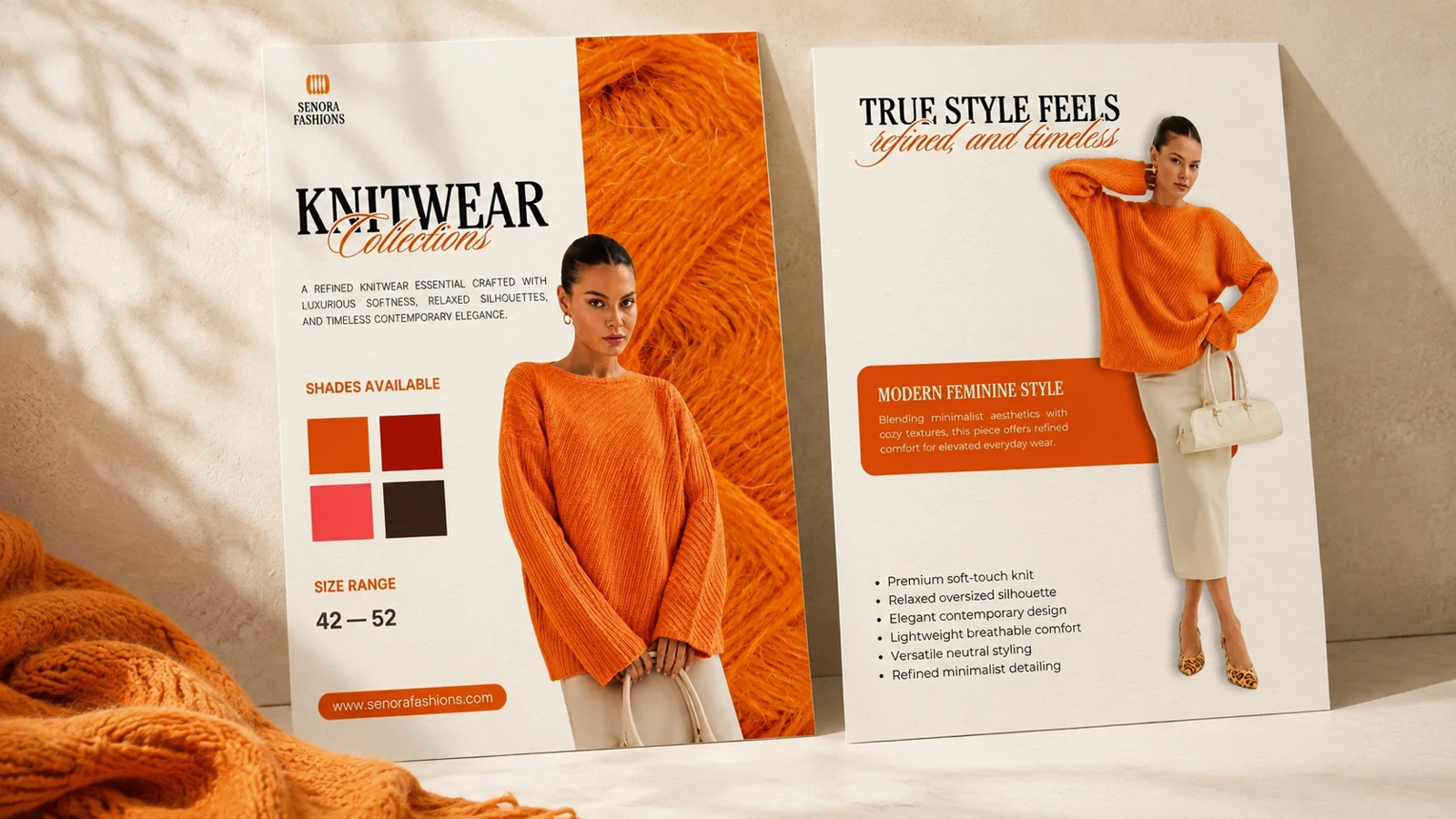 Knitwear campaign presented as an editorial poster collection